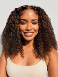 180% Density Copper Highlight Kinky Curly Glueless 5x5 Lace Closure Wig Pre-Cut Lace