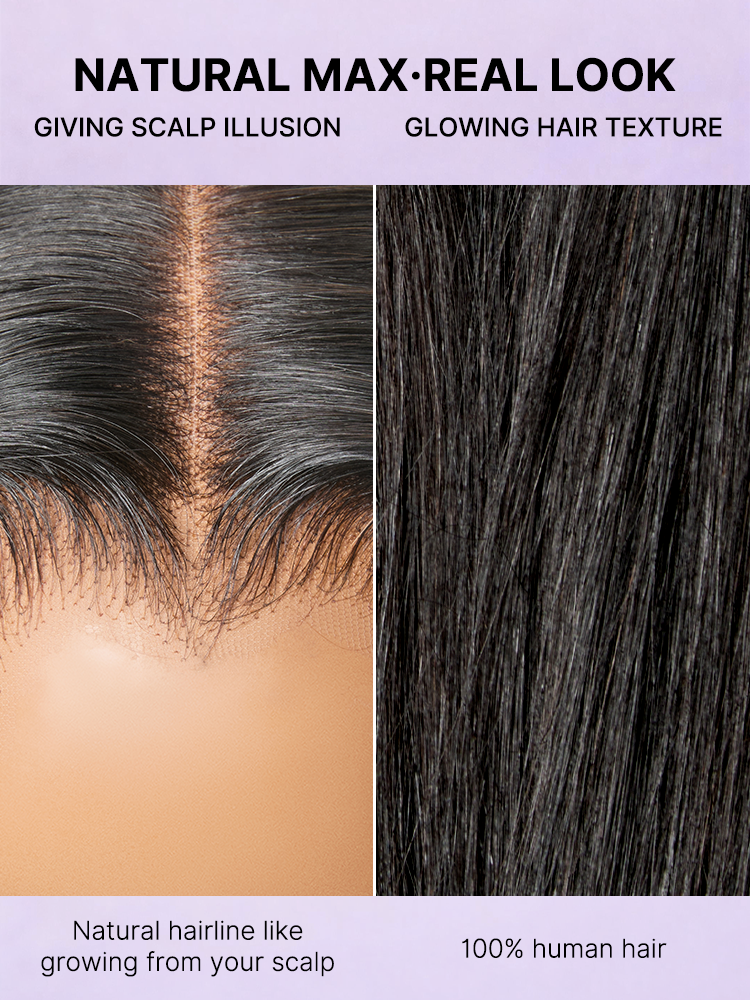 Lagos Hairline Over-Plucked M-Shaped Hairline Natural Looking Silky Straight Human Hair 13×4 Lace Frontal Wig Pre-Cut Lace