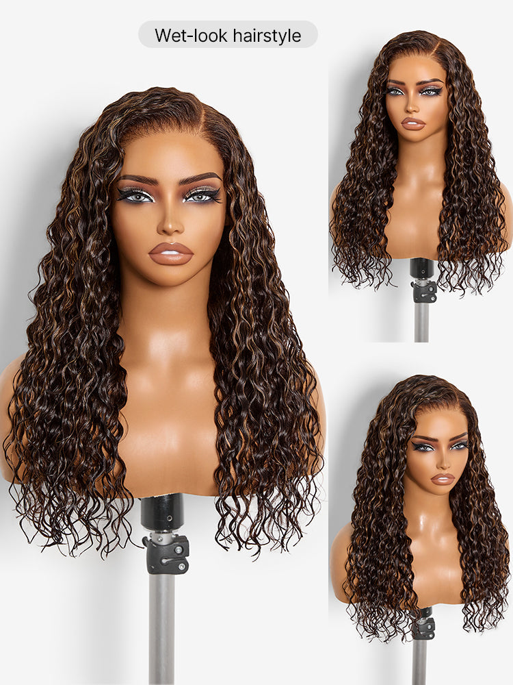 Luvme All-Day Comfort™ Wig PartingMax Brown Highlights Funmi Curly 7x6 Closure HD Lace Glueless Wig Pre Cut Lace