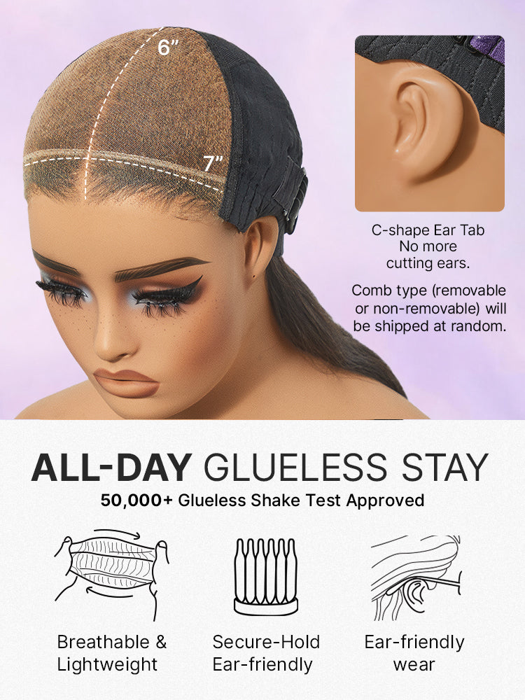 Luvme All-Day Comfort™ Wig PartingMax Brown Highlights Funmi Curly 7x6 Closure HD Lace Glueless Wig Pre Cut Lace