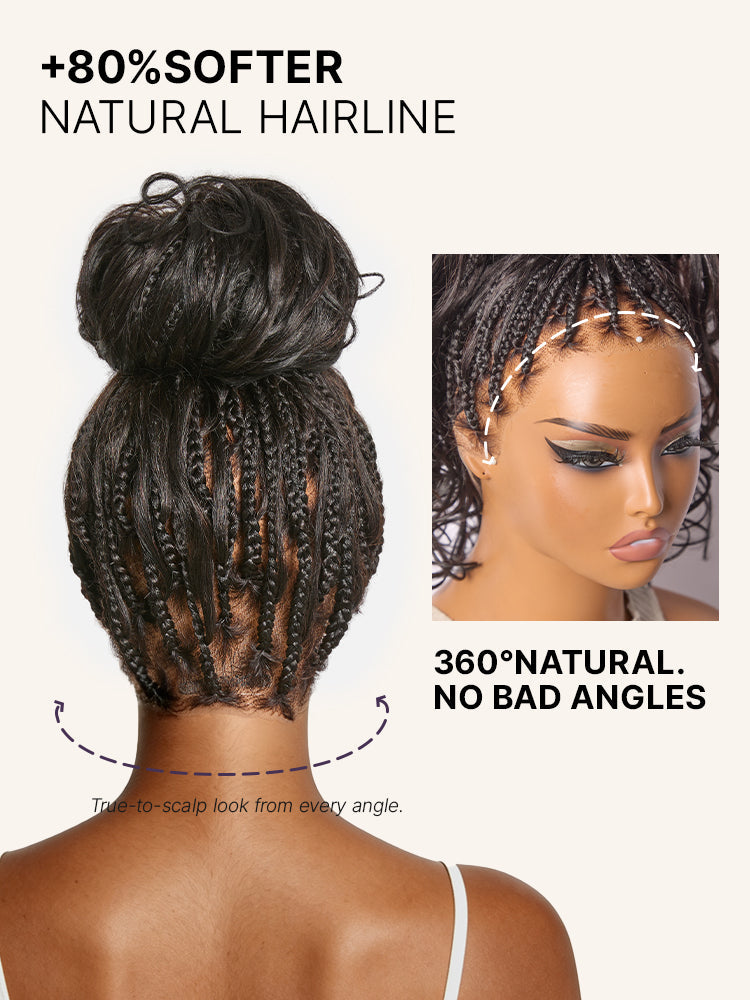 OwnScalp™ French Curl Knotless Boho Braids HD Full Lace Long Wig Flexi Fit Invisi Drawstring Cap - US Only