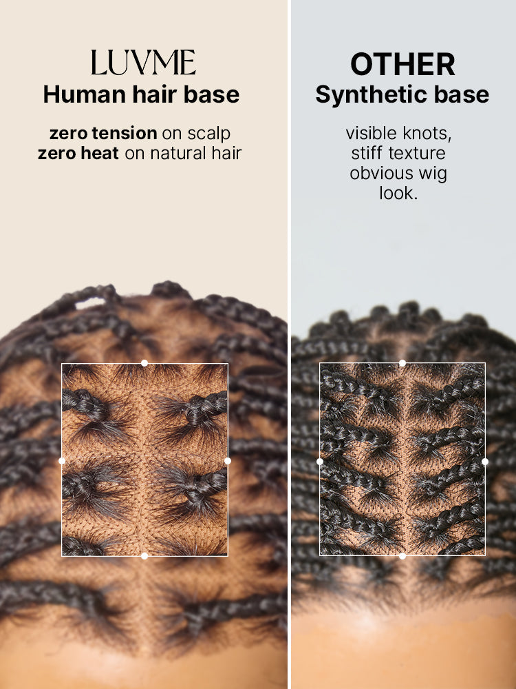 OwnScalp™ French Curl Knotless Boho Braids HD Full Lace Long Wig Flexi Fit Invisi Drawstring Cap - US Only