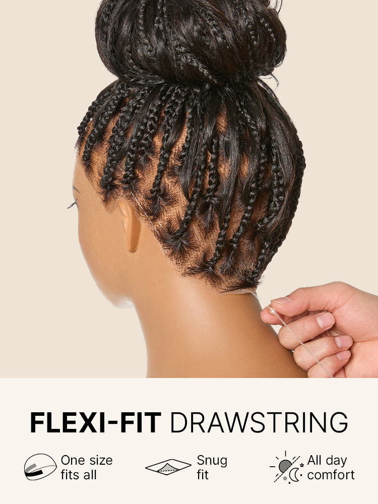 OwnScalp™ French Curl Knotless Boho Braids HD Full Lace Long Wig Flexi Fit Invisi Drawstring Cap - US Only