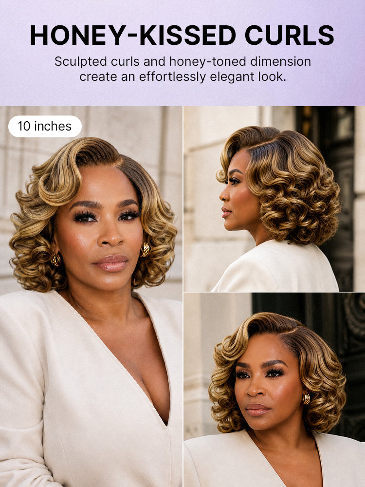 Classic Old Money Honey Blonde Highlight Wavy Glueless Minimalist HD Lace Wig Pre-cut Lace