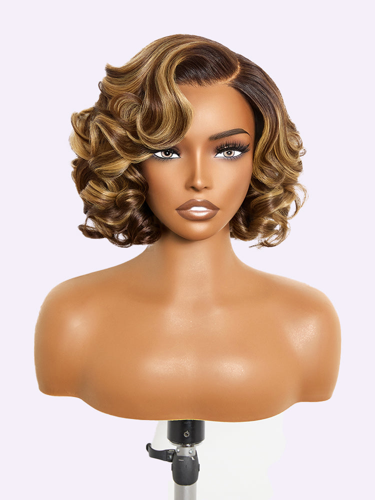 Classic Old Money Honey Blonde Highlight Wavy Glueless Minimalist HD Lace Wig Pre-cut Lace