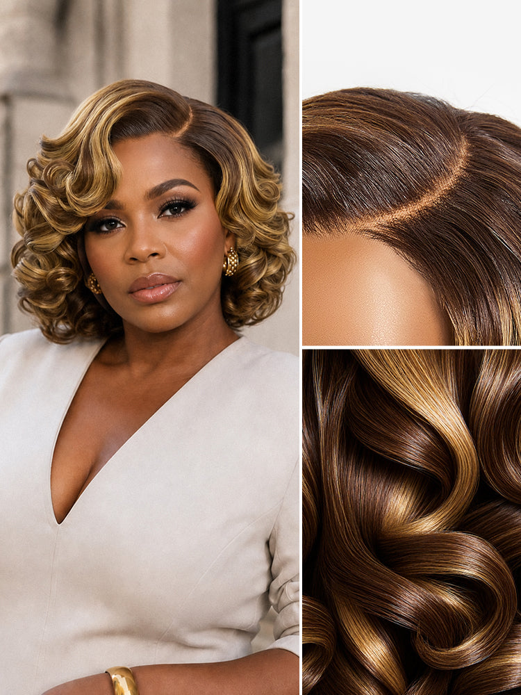 Classic Old Money Honey Blonde Highlight Wavy Glueless Minimalist HD Lace Wig Pre-cut Lace