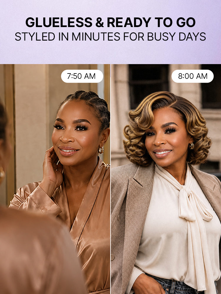 Classic Old Money Honey Blonde Highlight Wavy Glueless Minimalist HD Lace Wig Pre-cut Lace