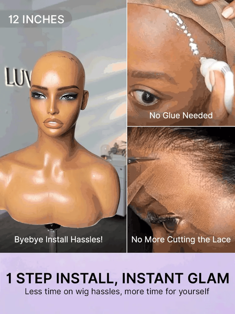 Beginner Friendly Water Wave Minimalist Lace Glueless Short Curly Wig with Bangs