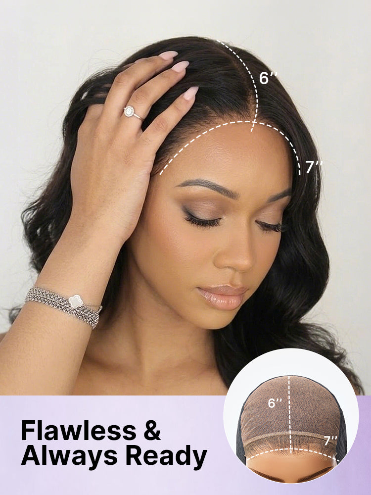 Luvme All-Day Comfort™ Wig 180% Density Loose Body Wave Glueless 7x6 Closure HD Lace Human Hair Wig with Bangs Pre-Cut Lace