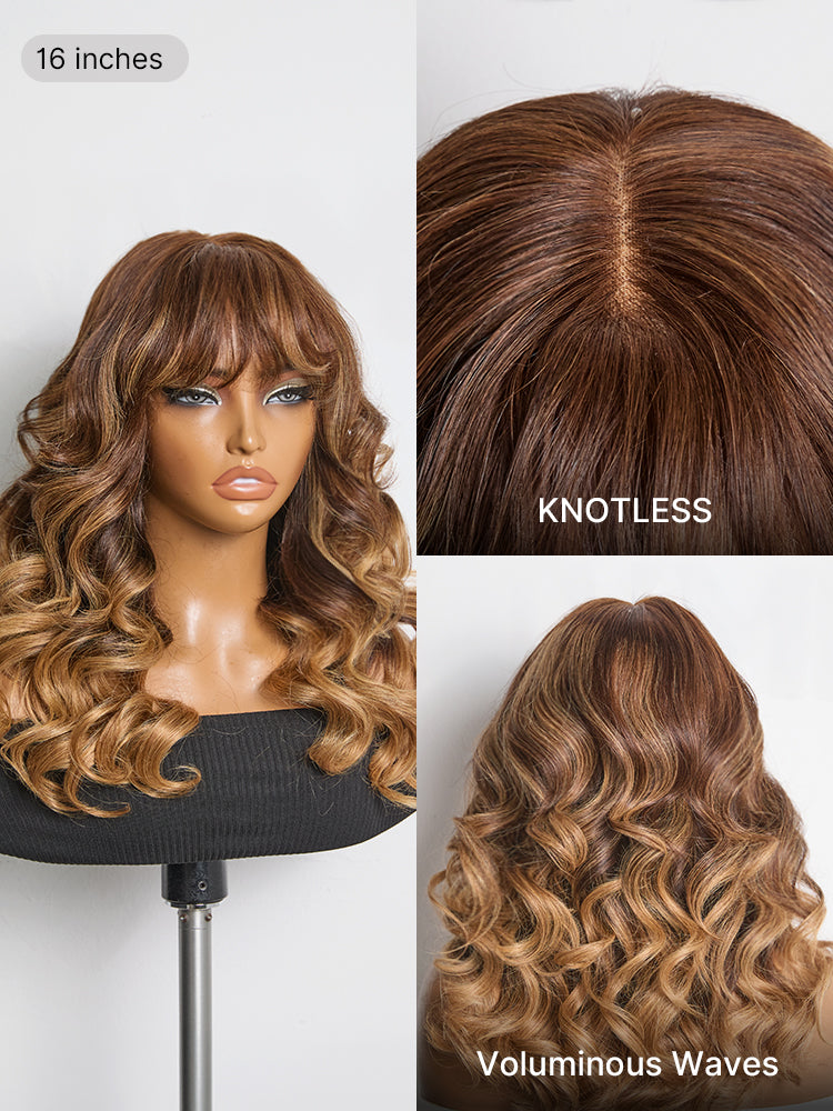 Luvme All-Day Comfort™ Wig 180% Density Loose Body Wave Glueless 7x6 Closure HD Lace Human Hair Wig with Bangs Pre-Cut Lace