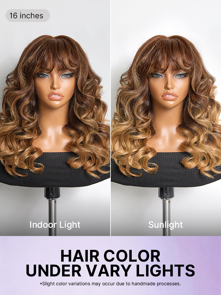 Luvme All-Day Comfort™ Wig 180% Density Loose Body Wave Glueless 7x6 Closure HD Lace Human Hair Wig with Bangs Pre-Cut Lace