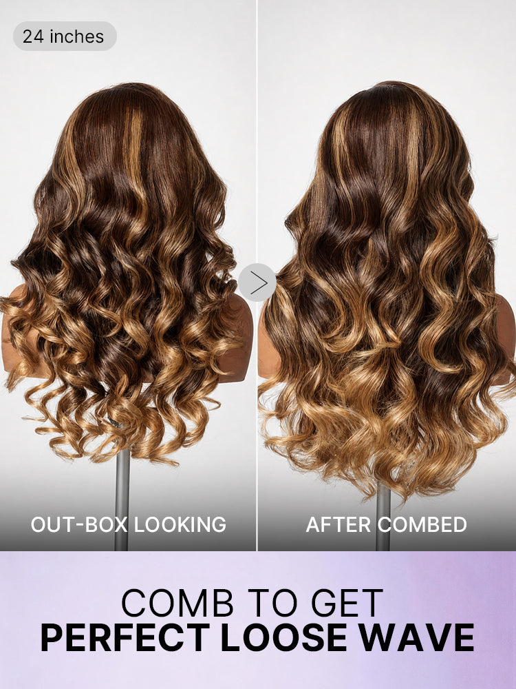 Luvme All-Day Comfort™ Wig 180% Density Loose Body Wave Glueless 7x6 Closure HD Lace Human Hair Wig with Bangs Pre-Cut Lace