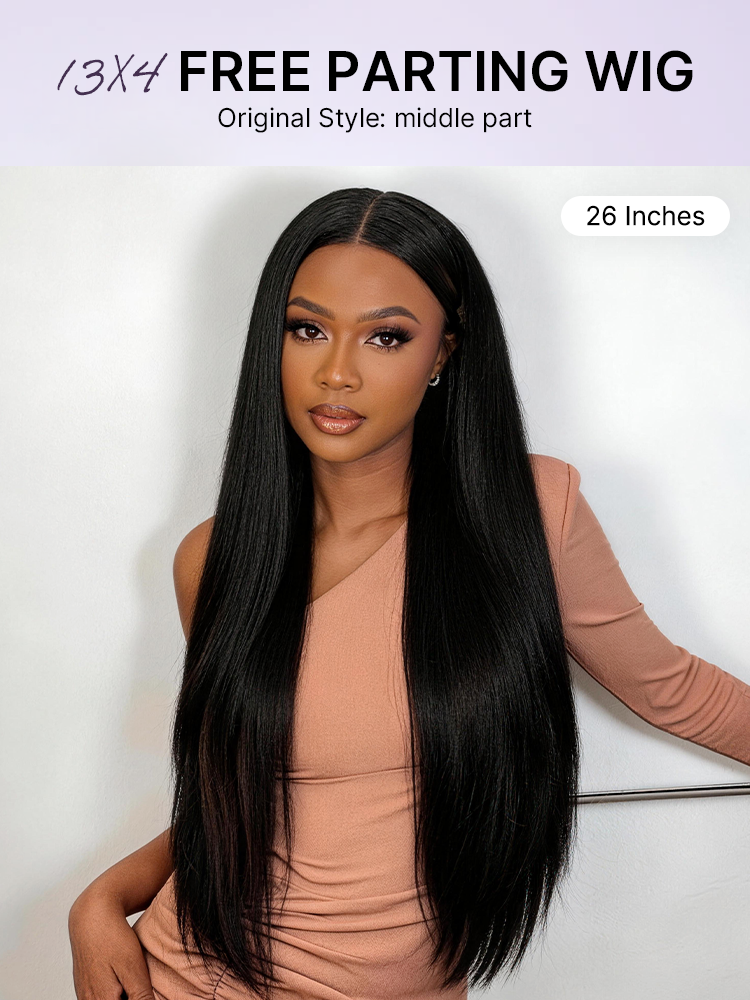 PreMax Wigs | Super Natural Hairline Silky Straight Glueless 13x4 Frontal Lace Wig Human Hair Pre-Cut Lace