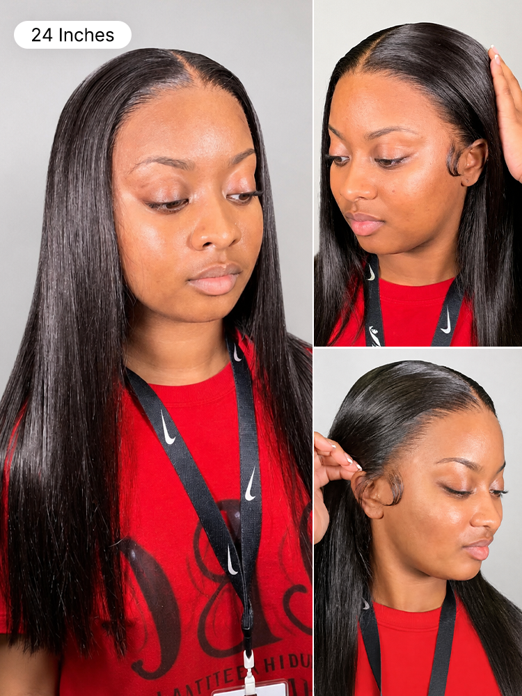 PreMax Wigs | Super Natural Hairline Silky Straight Glueless 13x4 Frontal Lace Wig Human Hair Pre-Cut Lace