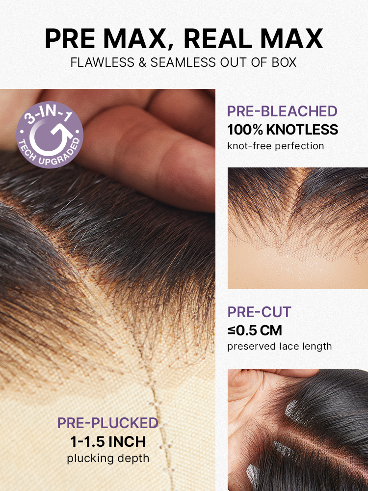 PreMax Wigs | Super Natural Hairline Silky Straight Glueless 13x4 Frontal Lace Wig Human Hair Pre-Cut Lace