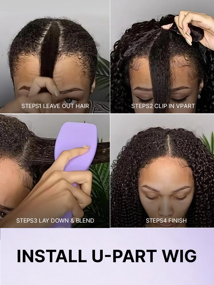 Body Wave / Straight / Kinky / Deep Wave Human Hair U Part Wig
