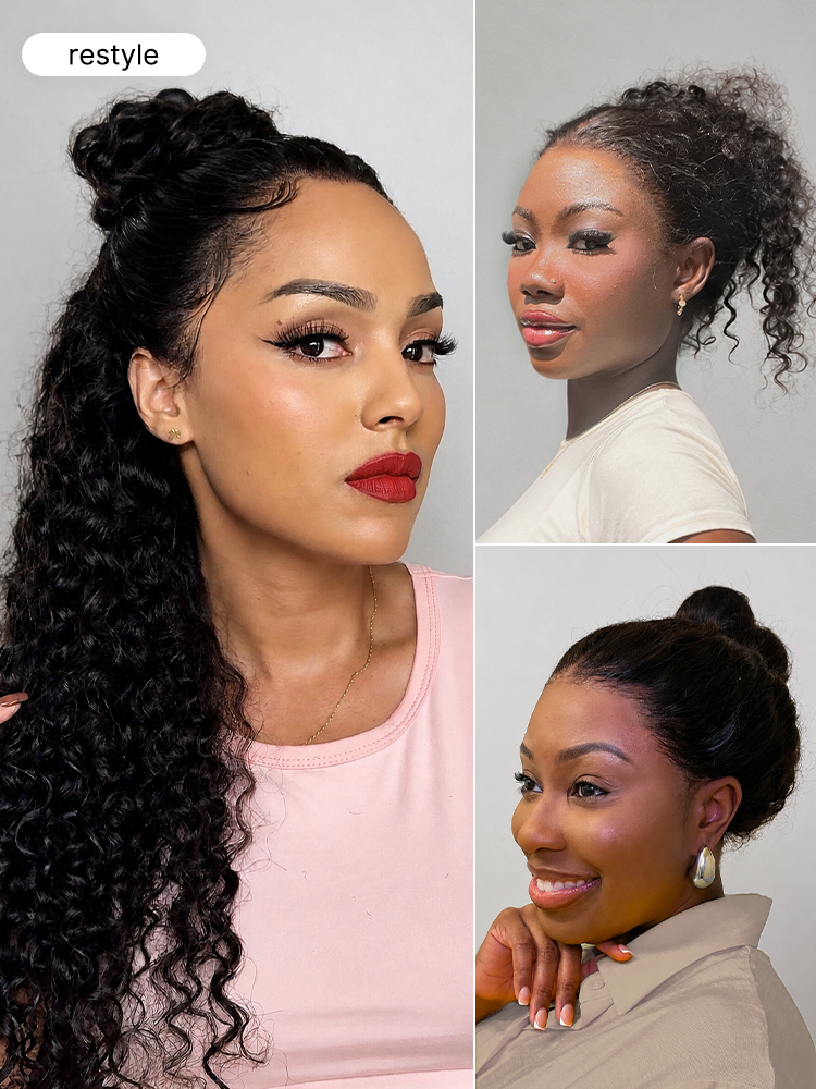 Water Wave 360 Lace Flexi-Fit Invisi Drawstring Cap Long Wig 100% Human Hair Pre-bleached & Pre-plucked & Pre-Cut Lace