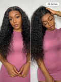 Water Wave 360 Lace Flexi-Fit Invisi Drawstring Cap Long Wig 100% Human Hair Pre-bleached & Pre-plucked & Pre-Cut Lace