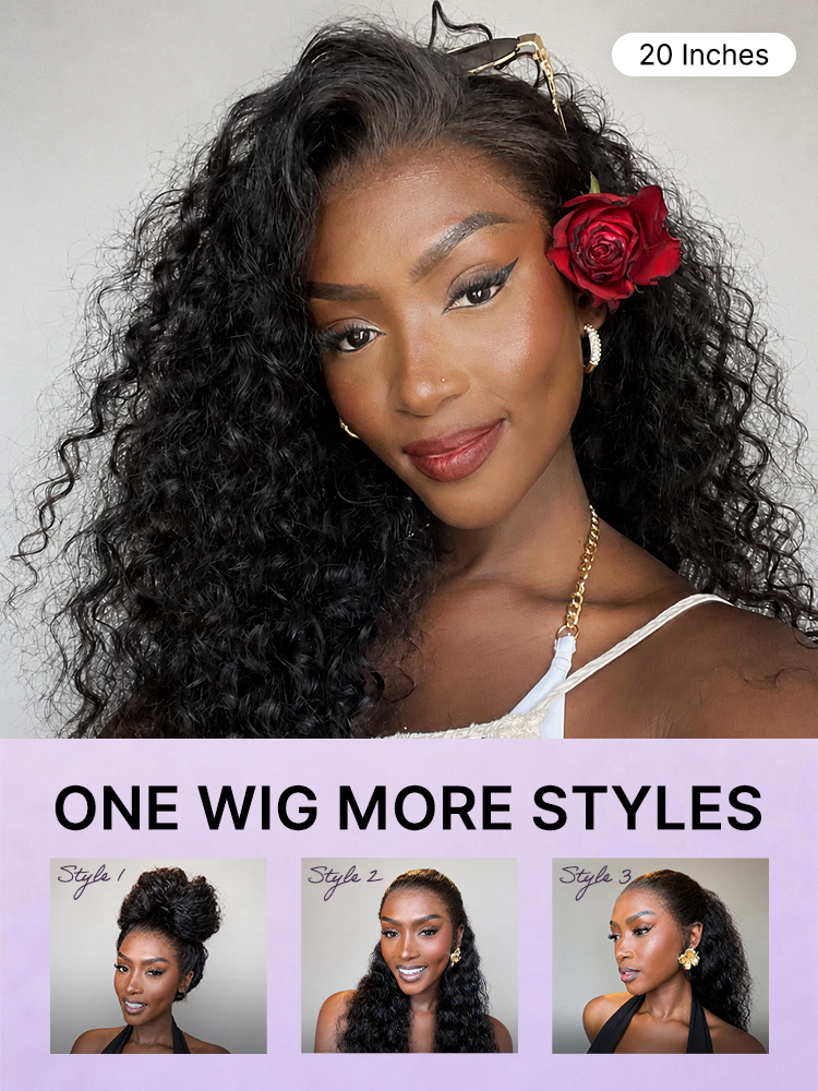 Water Wave 360 Lace Flexi-Fit Invisi Drawstring Cap Long Wig 100% Human Hair Pre-bleached & Pre-plucked & Pre-Cut Lace