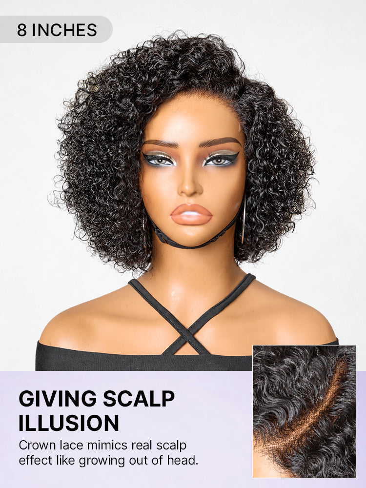 Weekly Special | Trendy Short Cut Curly Minimalist HD Lace Glueless Side Part Wig 100% Human Hair