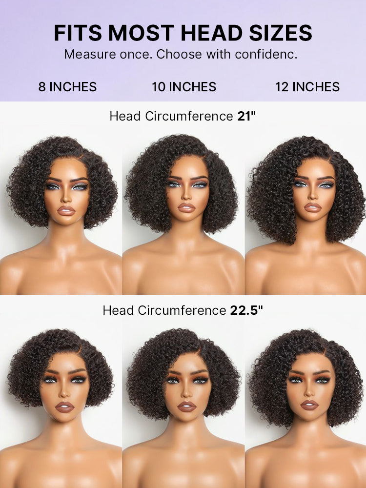 Weekly Special | Trendy Short Cut Curly Minimalist HD Lace Glueless Side Part Wig 100% Human Hair
