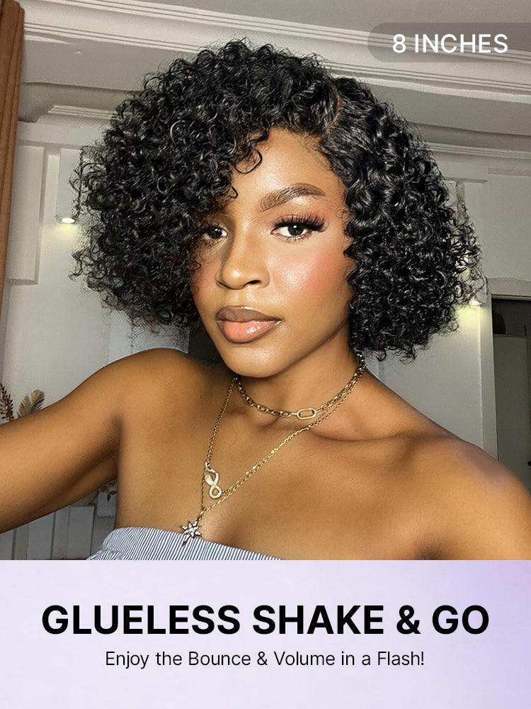 Weekly Special | Trendy Short Cut Curly Minimalist HD Lace Glueless Side Part Wig 100% Human Hair