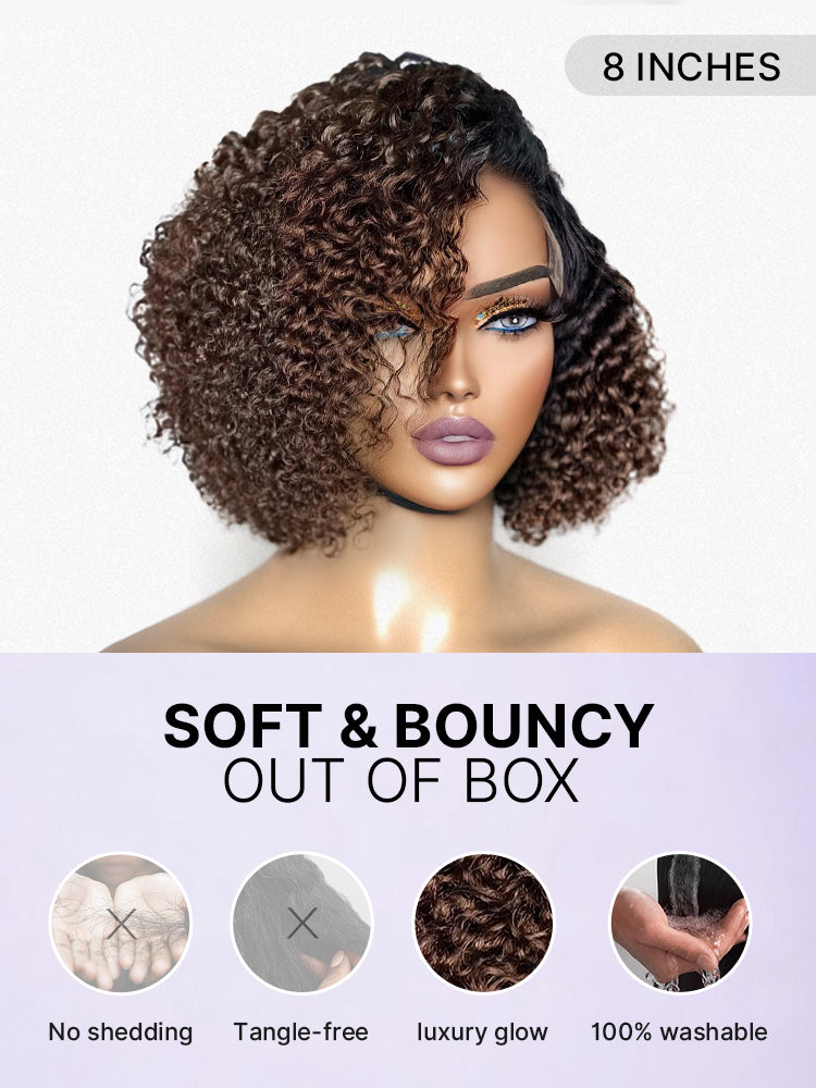Weekly Special | Trendy Short Cut Curly Minimalist HD Lace Glueless Side Part Wig 100% Human Hair