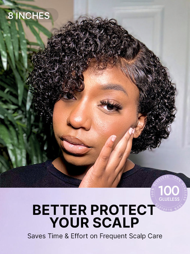 Weekly Special | Trendy Short Cut Curly Minimalist HD Lace Glueless Side Part Wig 100% Human Hair