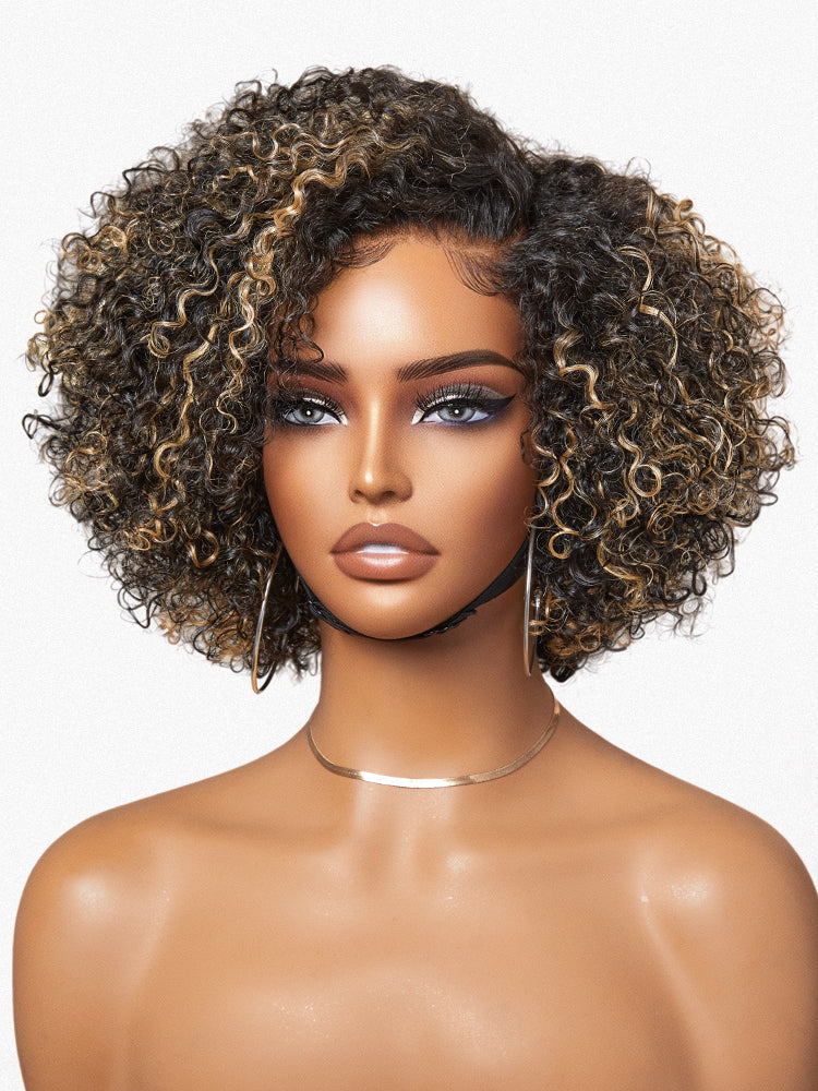 Weekly Special | Trendy Short Cut Curly Minimalist HD Lace Glueless Side Part Wig 100% Human Hair
