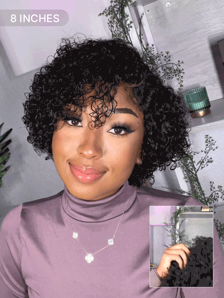 Weekly Special | Trendy Short Cut Curly Minimalist HD Lace Glueless Side Part Wig 100% Human Hair