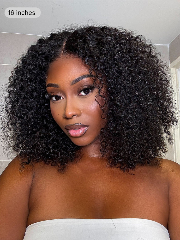Beginner Friendly 200% Density Glueless 5x5 Closure Pre-Cut Lace Afro Curly Wig One Size Fits All Cap
