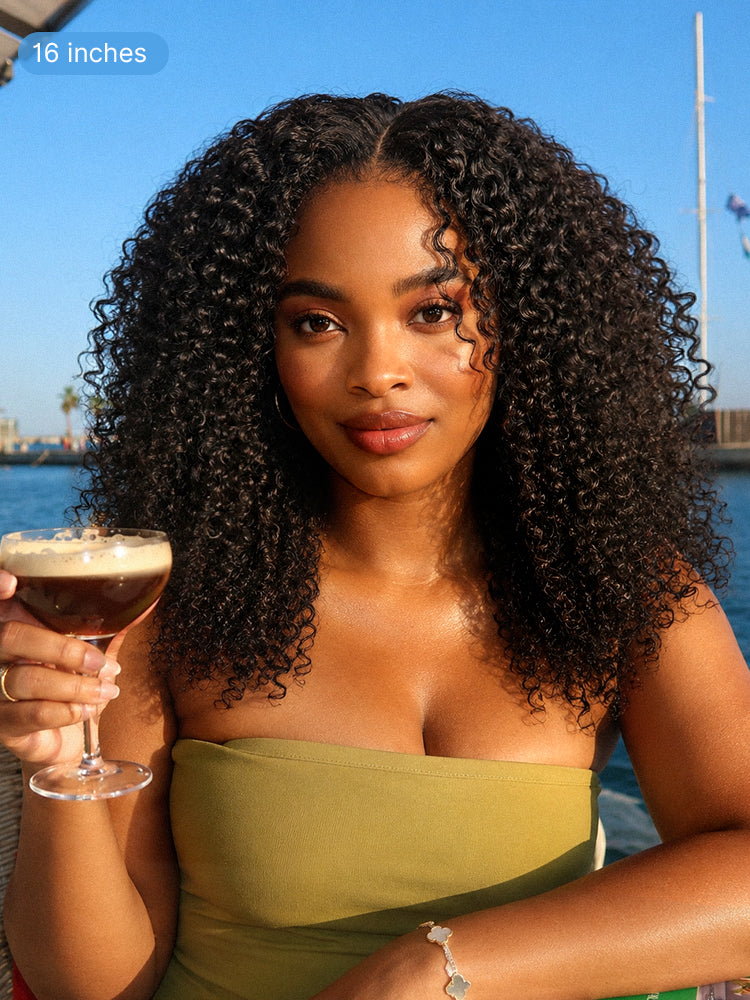 Beginner Friendly 200% Density Glueless 5x5 Closure Pre-Cut Lace Afro Curly Wig One Size Fits All Cap