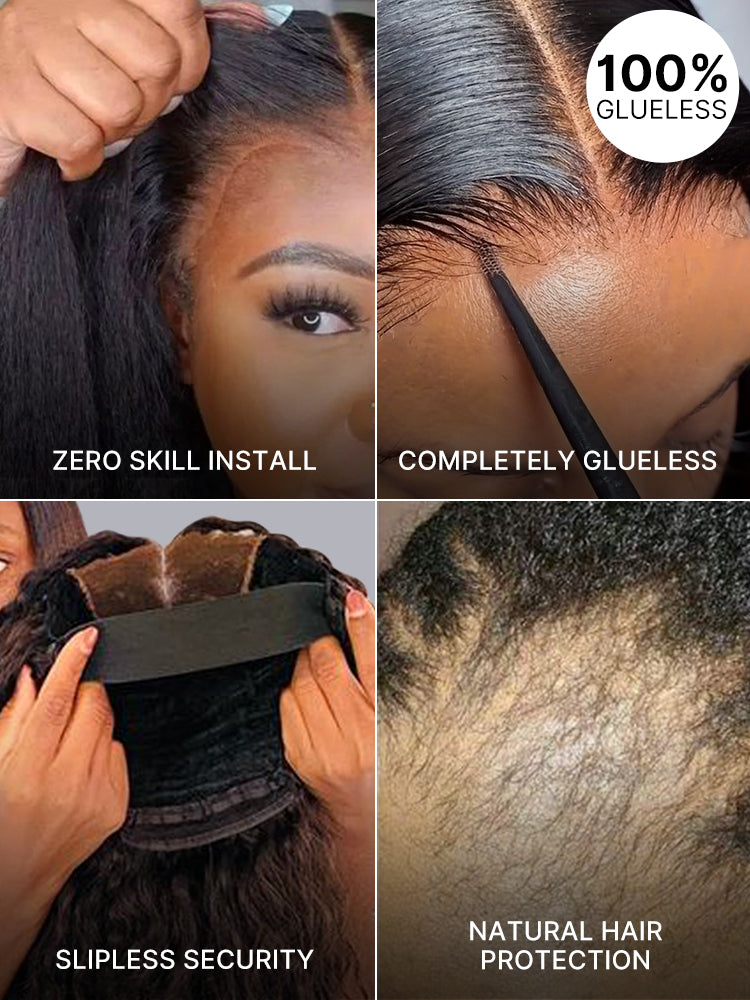 Beginner Friendly 200% Density Glueless 5x5 Closure Pre-Cut Lace Afro Curly Wig One Size Fits All Cap