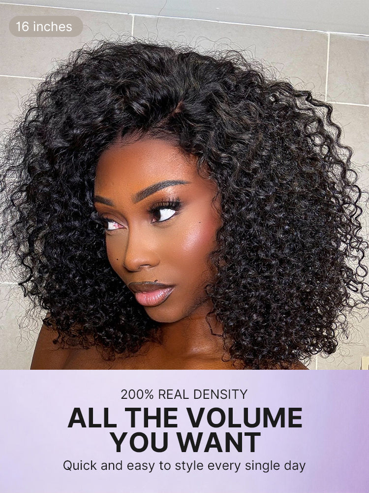 Beginner Friendly 200% Density Glueless 5x5 Closure Pre-Cut Lace Afro Curly Wig One Size Fits All Cap