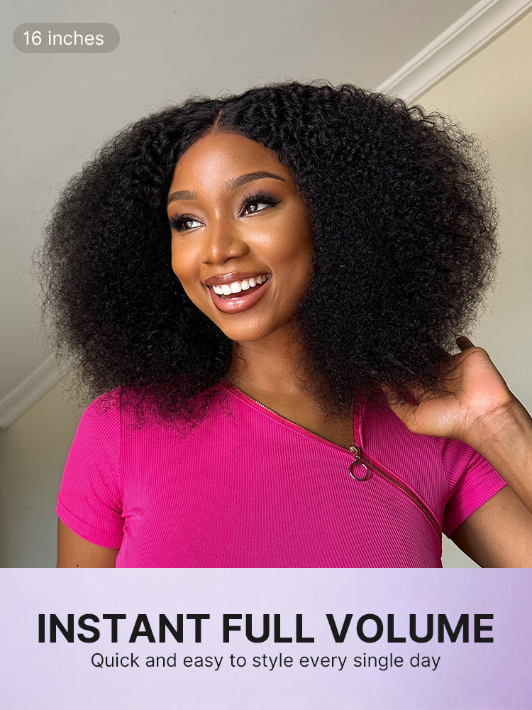 Beginner Friendly 200% Density Glueless 5x5 Closure Pre-Cut Lace Afro Curly Wig One Size Fits All Cap