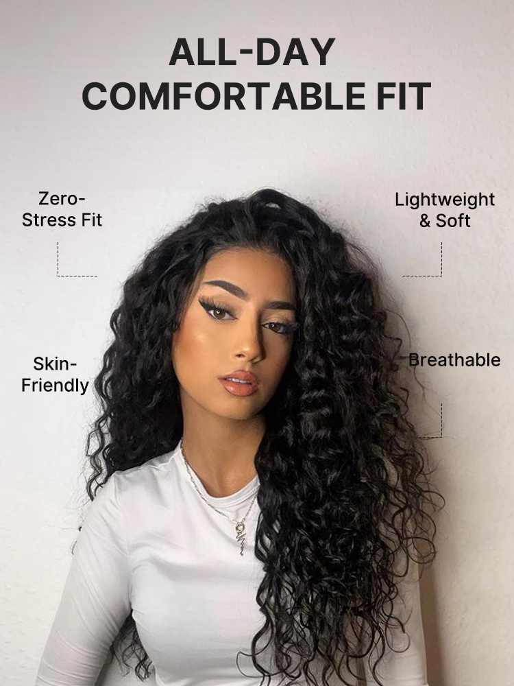 AiryFit™ Scalp Care Wigs | Effortless Water Wave Snugfit Glueless 5x5 Closure Pre-Cut Lace Curly Wig