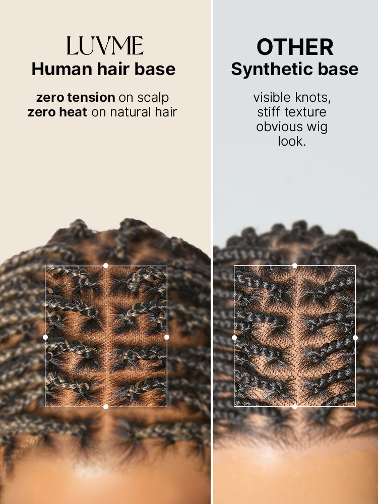 OwnScalp™ 613 Blonde Lightweight Salon-Like Braids with a Real Scalp Look Full HD Lace Knotless Box Braided Wig Drawstring Cap - US Only