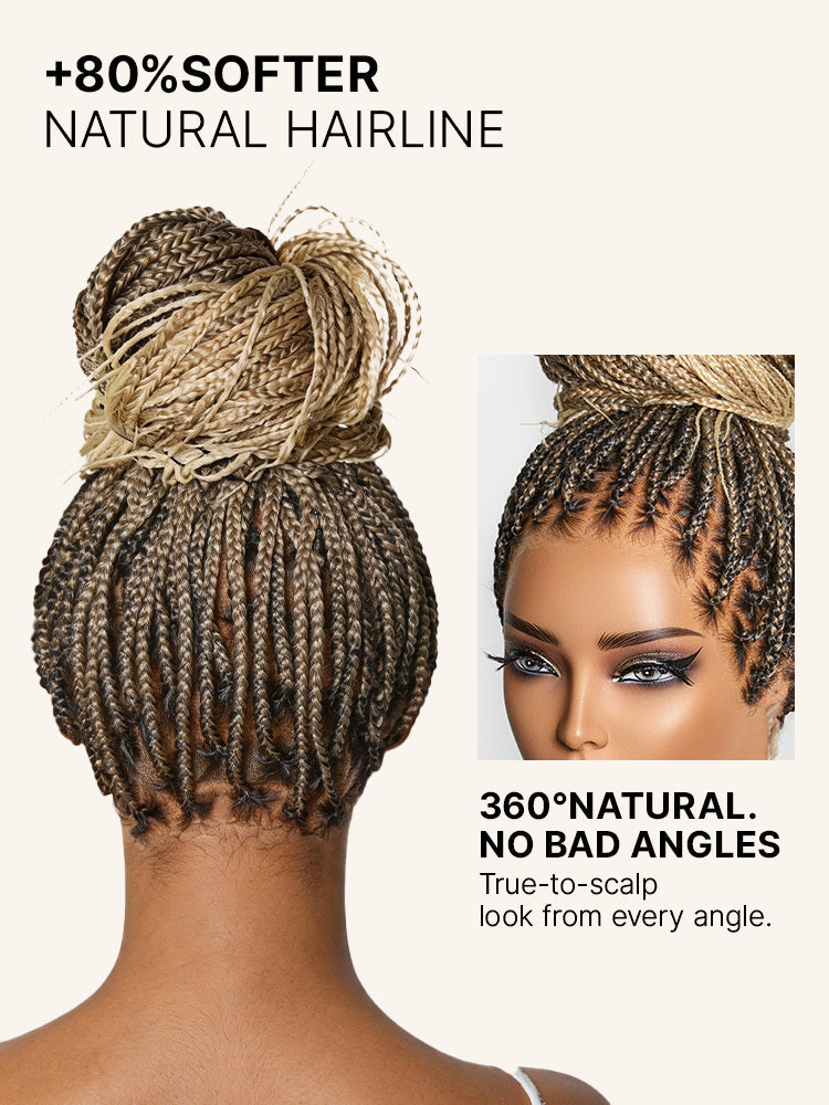 OwnScalp™ 613 Blonde Lightweight Salon-Like Braids with a Real Scalp Look Full HD Lace Knotless Box Braided Wig Drawstring Cap - US Only