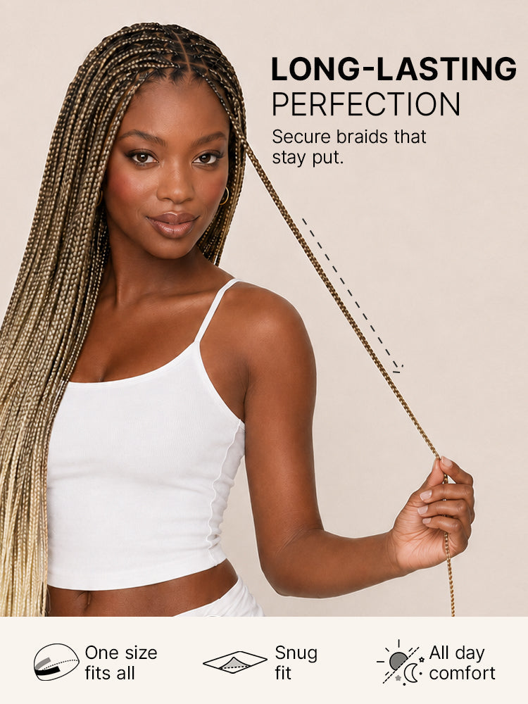 OwnScalp™ 613 Blonde Lightweight Salon-Like Braids with a Real Scalp Look Full HD Lace Knotless Box Braided Wig Drawstring Cap - US Only