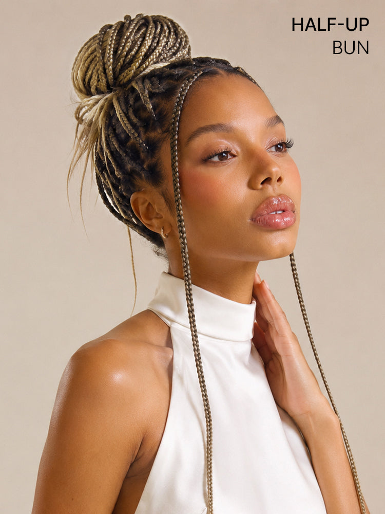OwnScalp™ 613 Blonde Lightweight Salon-Like Braids with a Real Scalp Look Full HD Lace Knotless Box Braided Wig Drawstring Cap - US Only