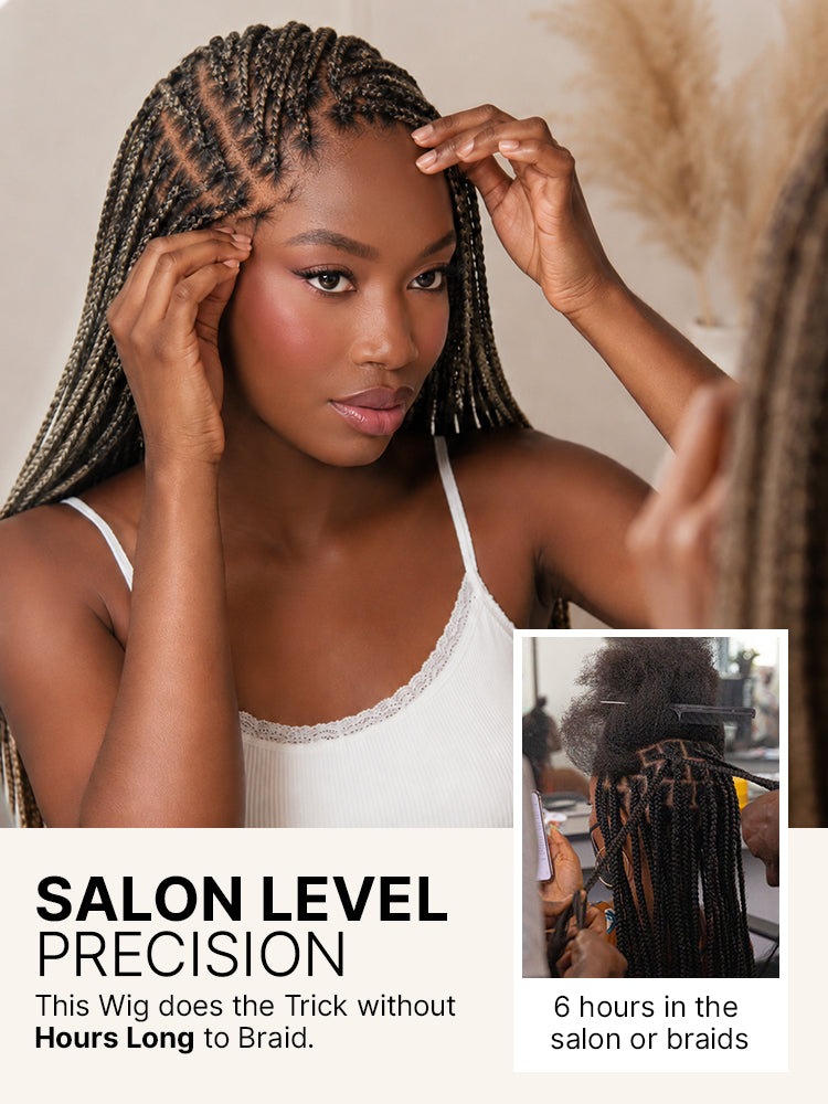 OwnScalp™ 613 Blonde Lightweight Salon-Like Braids with a Real Scalp Look Full HD Lace Knotless Box Braided Wig Drawstring Cap - US Only