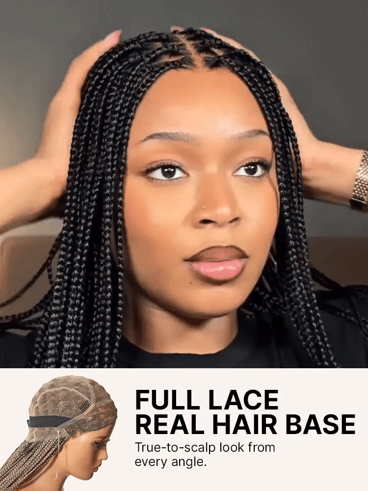 OwnScalp™ 613 Blonde Lightweight Salon-Like Braids with a Real Scalp Look Full HD Lace Knotless Box Braided Wig Drawstring Cap - US Only