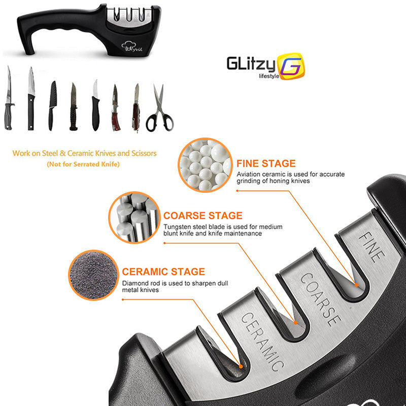 Knife Sharpener 3 Stages Professional Kitchen Sharpening Stone