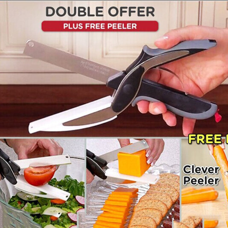 2 in 1 Cutting Board Utility Cutter Stainless Steel Ourdoor Smart Vegetable Knife