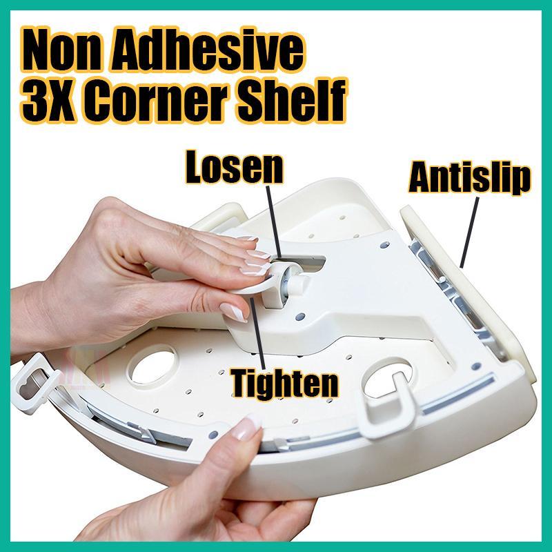 Non Adhesive 3X Corner Shelf