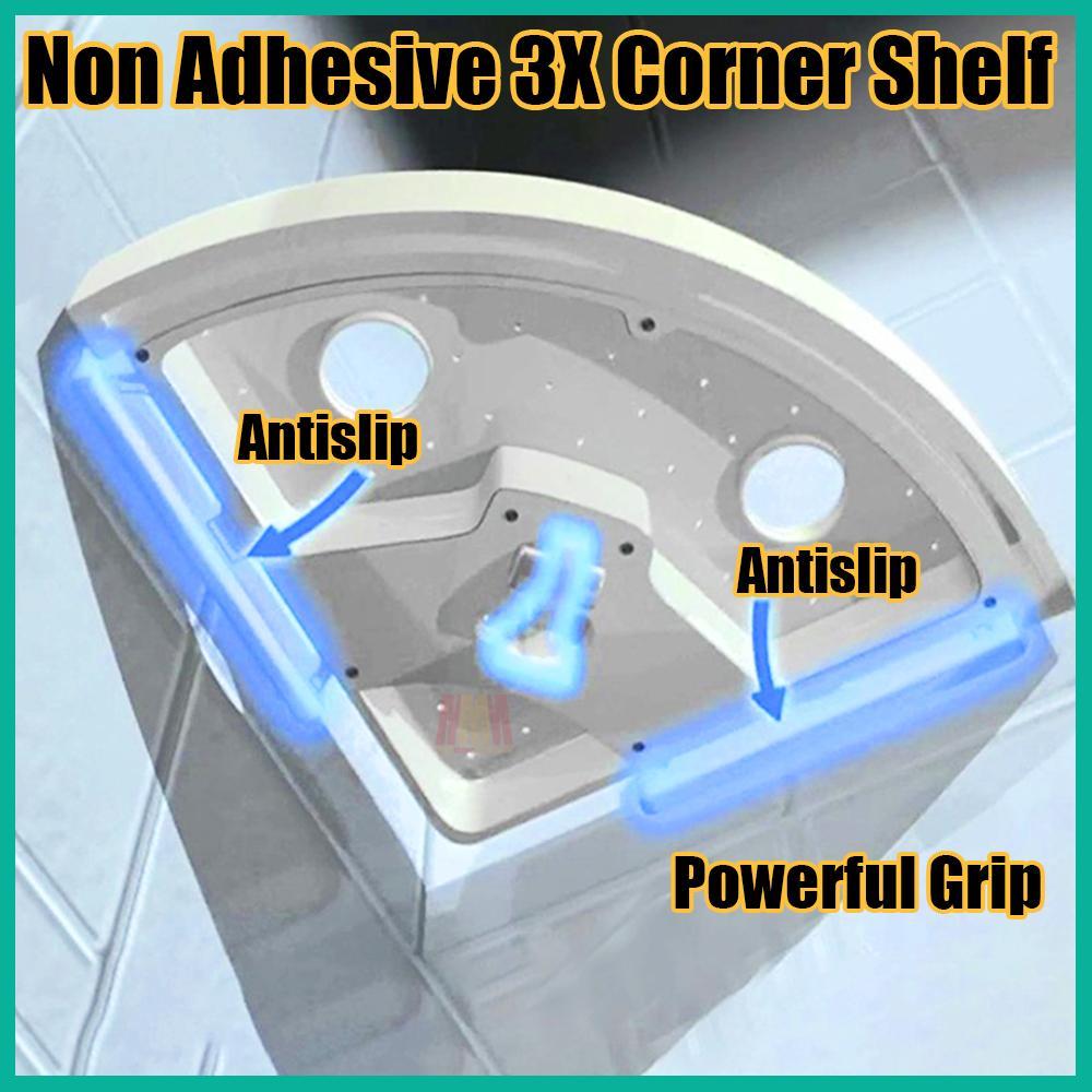 Non Adhesive 3X Corner Shelf