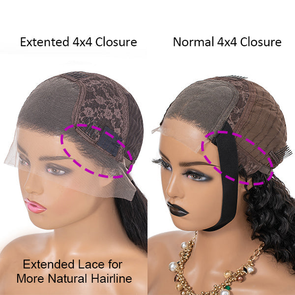 Ombre Brown Color Deep Wave Extented 4x4 Closure Lace Wig