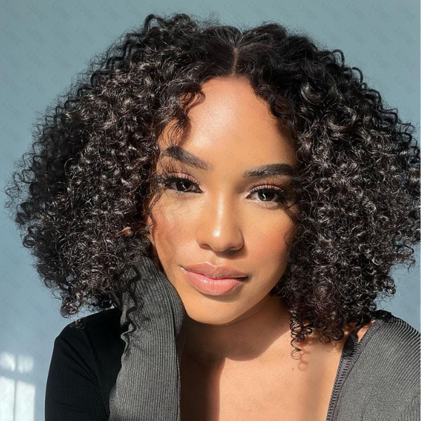 Kinky Curly Minimalist HD Lace Glueless Mid Part Short Wig 100% Human Hair- US Only