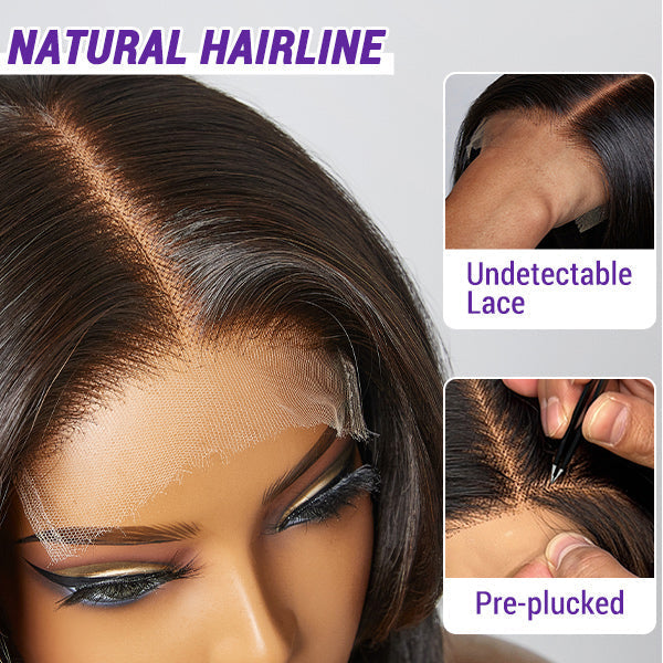 Natural Black Handcraft Layered 5x5 Closure HD Lace Glueless Short Wig