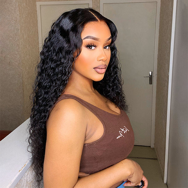 Stylish Water Wave 13x4 Frontal HD Lace Free Part Long Wig 100% Human Hair